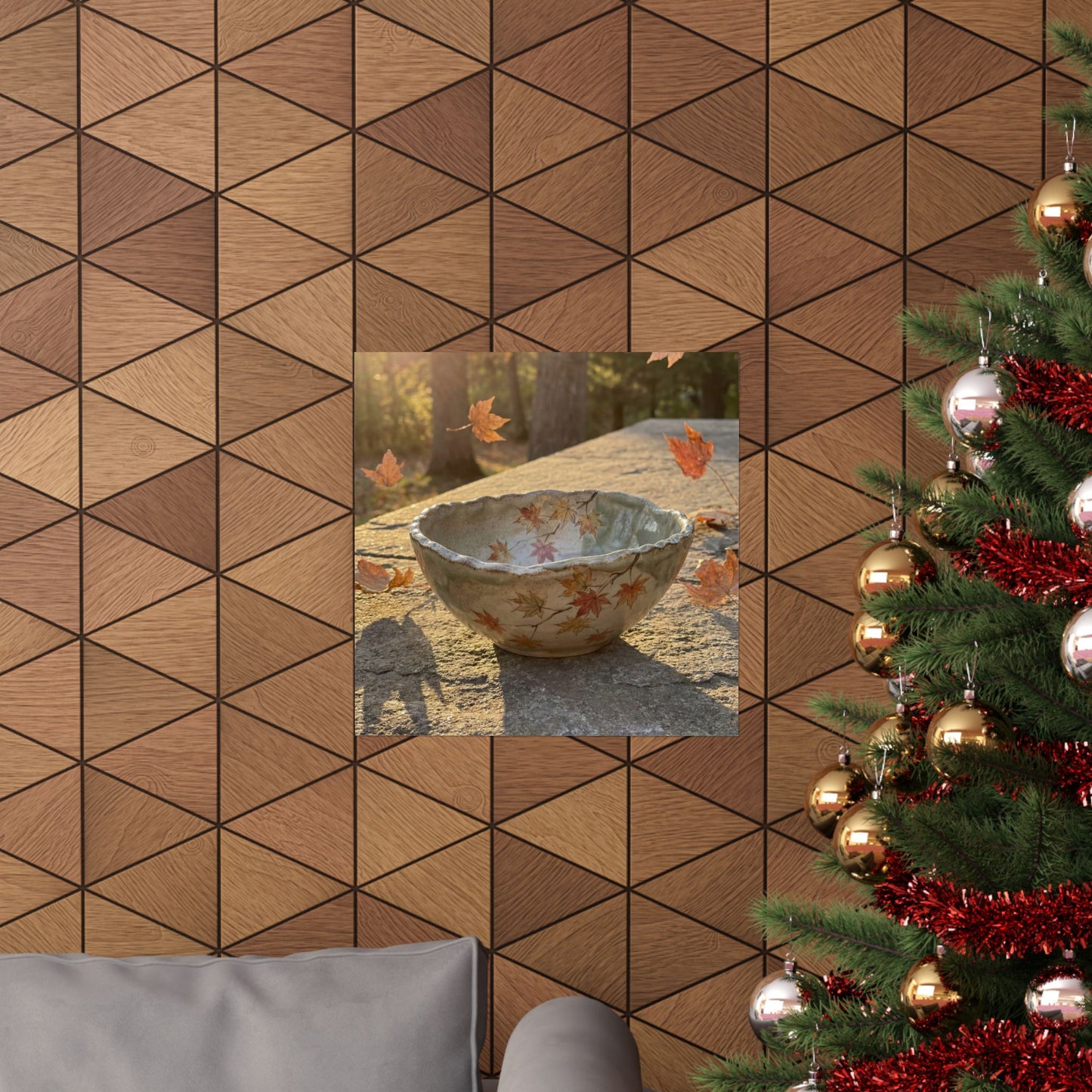 Warm Ceramic Bowl Wall Art Print - Japanese Pattern Japandi
