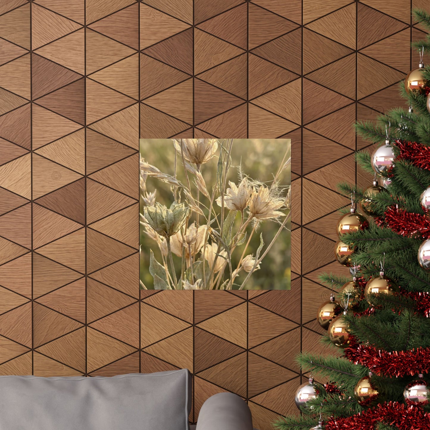 Cozy Dried Flowers Wall Art Print - Minimal Line Japandi
