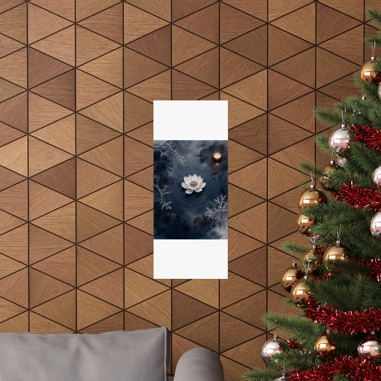Lotus Flower Wall Art Print | Winter Zen Sumi E Art
