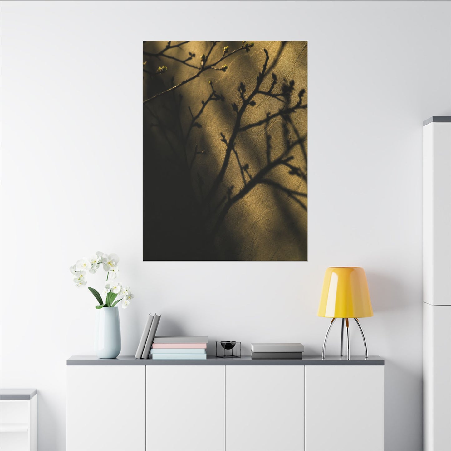 Golden Hour Shadow Play Canvas Art - Dark Japandi Seijaku