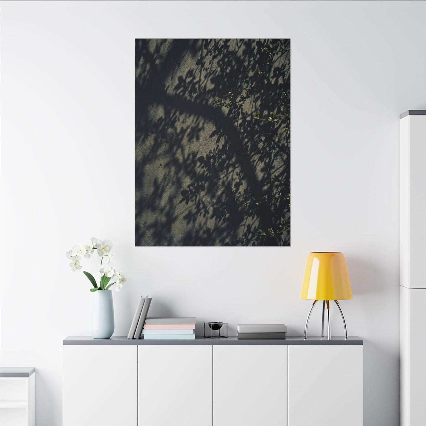 Atmospheric Shadow Play Canvas Art - Moody Minimal Dark Japandi
