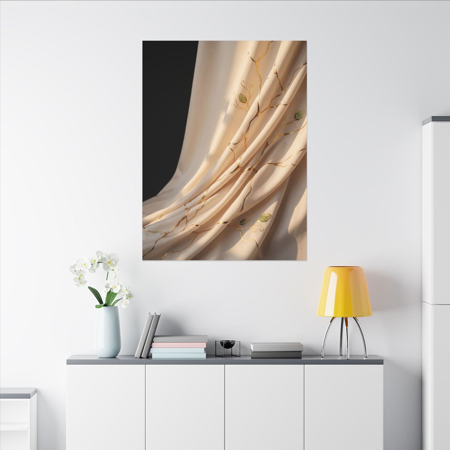 Golden Hour Silk Drape Canvas Art - Kintsugi Fukinsei