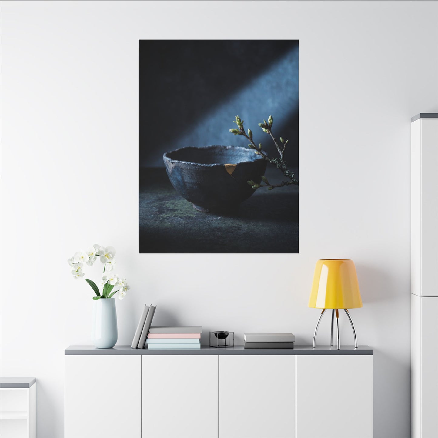 Sophisticated Ceramic Bowl Canvas Art - Shadow Zen Dark Japandi