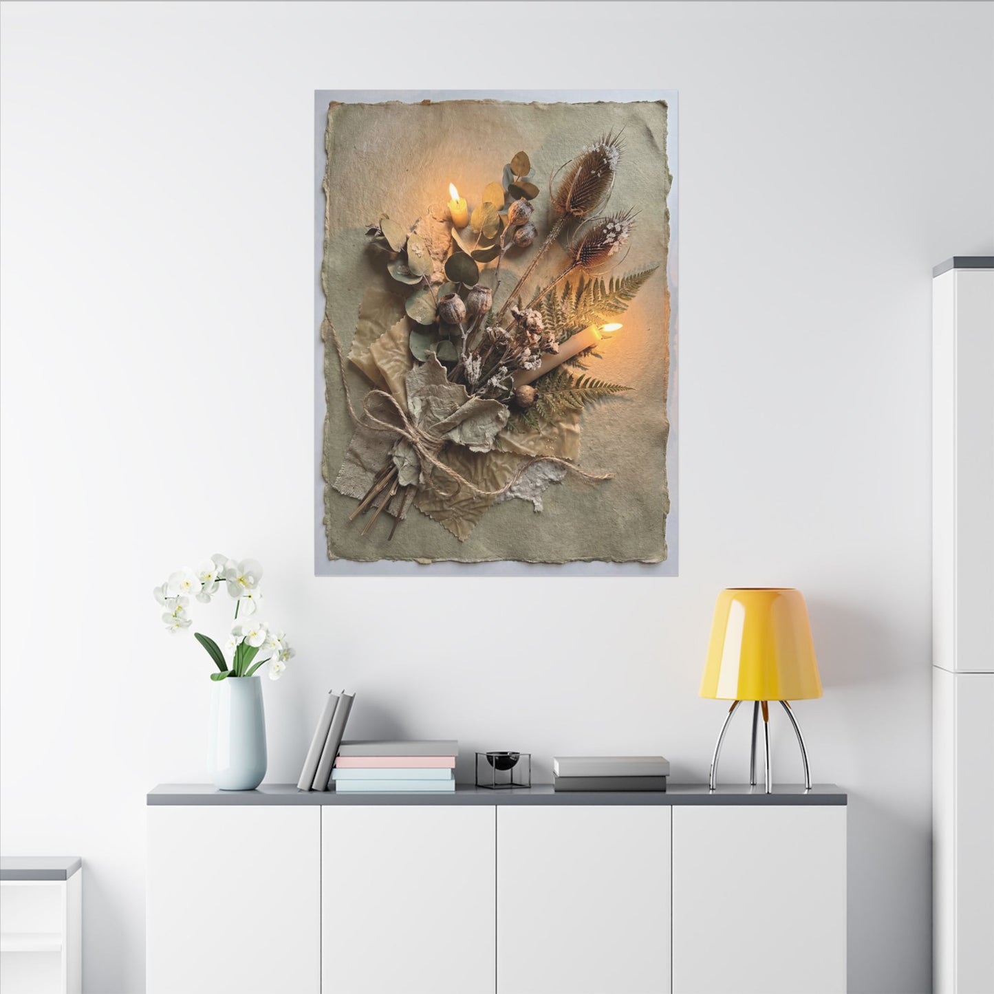 Dried Flowers Texture Canvas Art | Warm Japandi Art