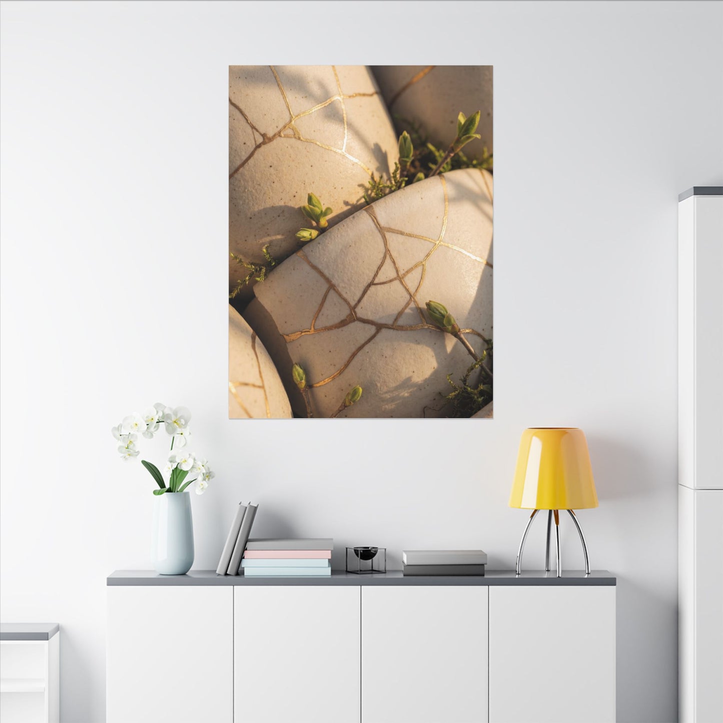Spring Broken Pottery Gold Vein Canvas Art | Beautiful Decor