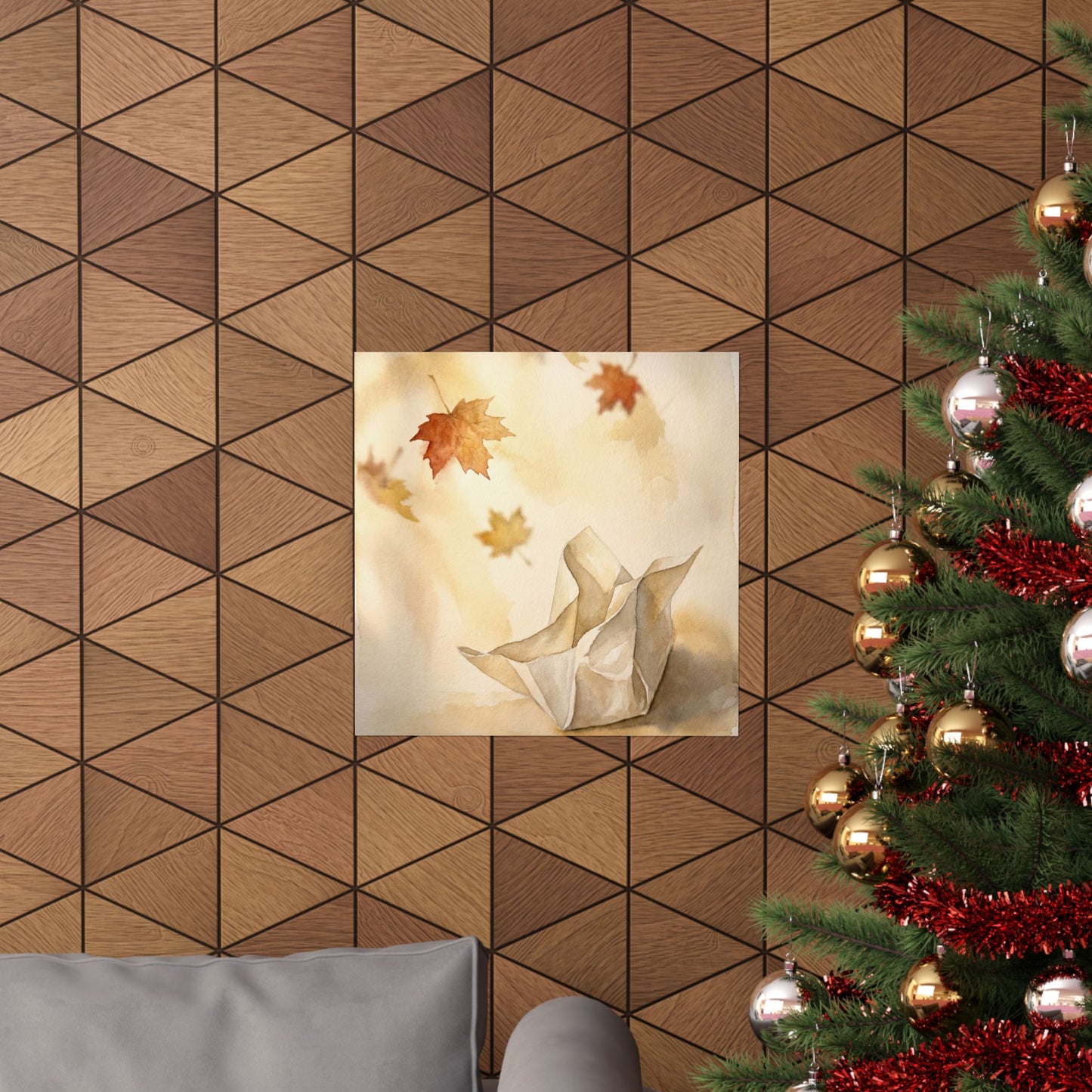 Paper Fold Watercolor Wall Art Print | Earthy Japandi Art