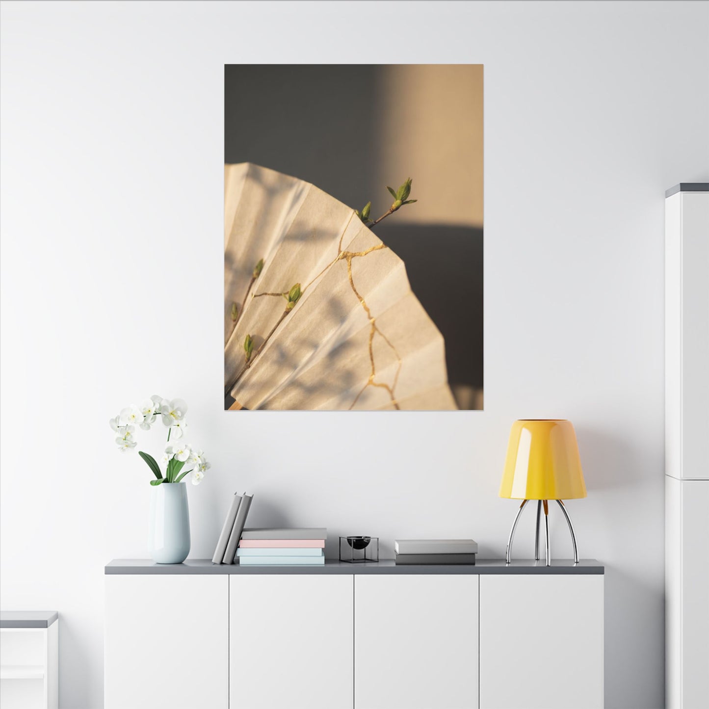 Paper Fold Gold Vein Canvas Art | Healing Kintsugi Art