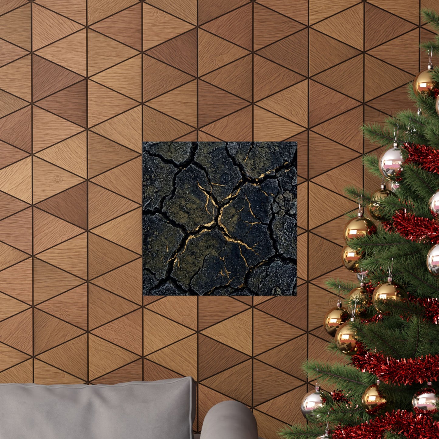 Cracked Earth Winter Wall Art Print | Dark Japandi Moody Design