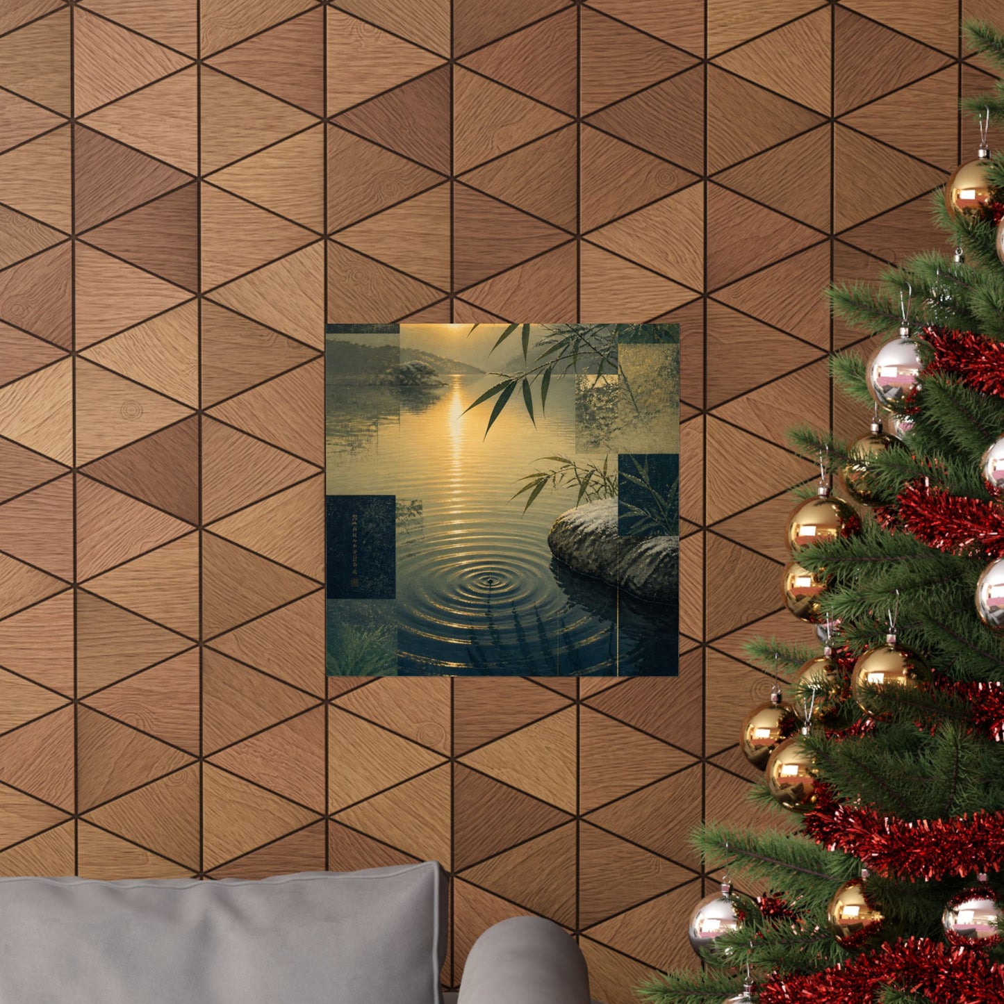 Winter Water Ripple Ukiyo E Inspired Wall Art Print | Tranquil Decor