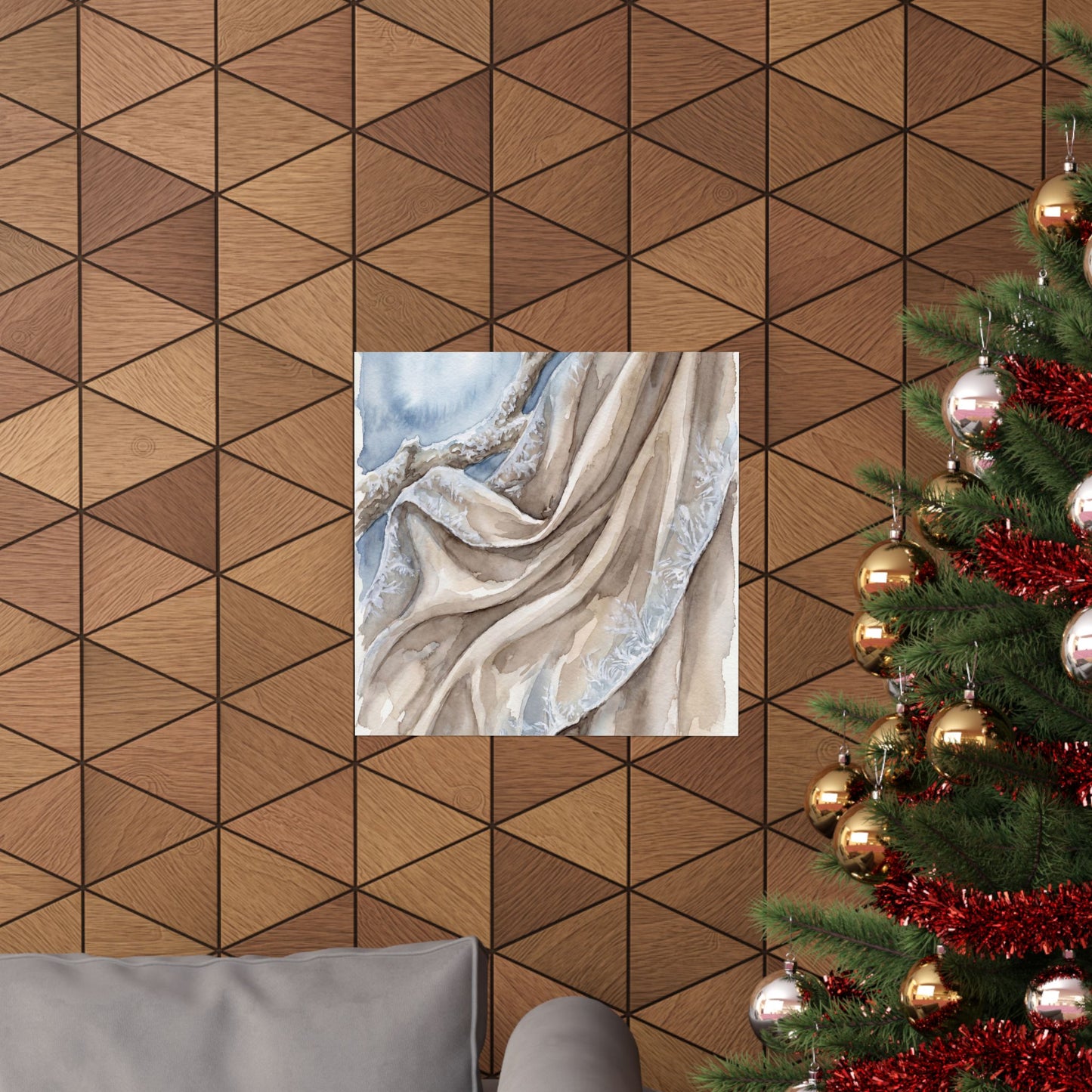 Silk Drape Wall Art Print | Winter Japandi Watercolor Art