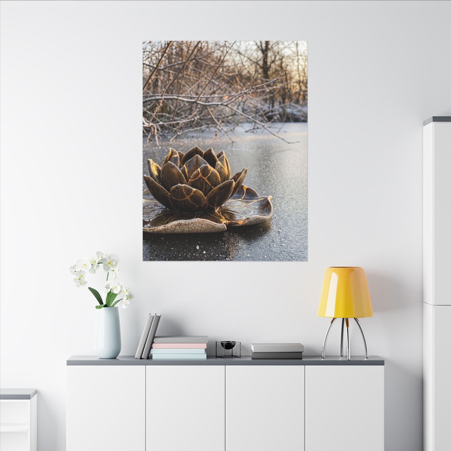 Lotus Flower Gold Repair Canvas Art | Beautiful Kintsugi Art
