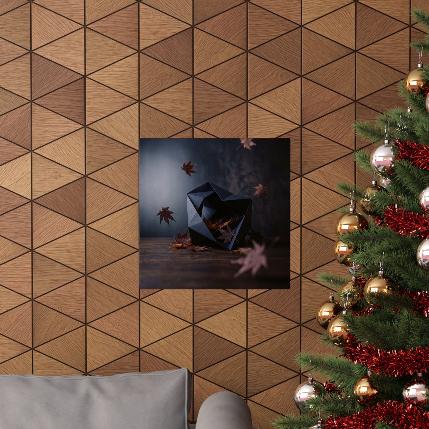 Paper Fold Shadow Zen Wall Art Print | Atmospheric Dark Japandi Art