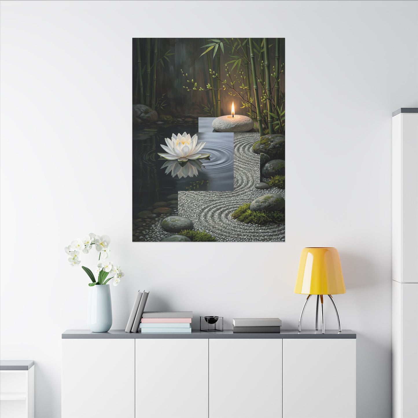 Candlelight Lotus Flower Canvas Art - Zen Kanso