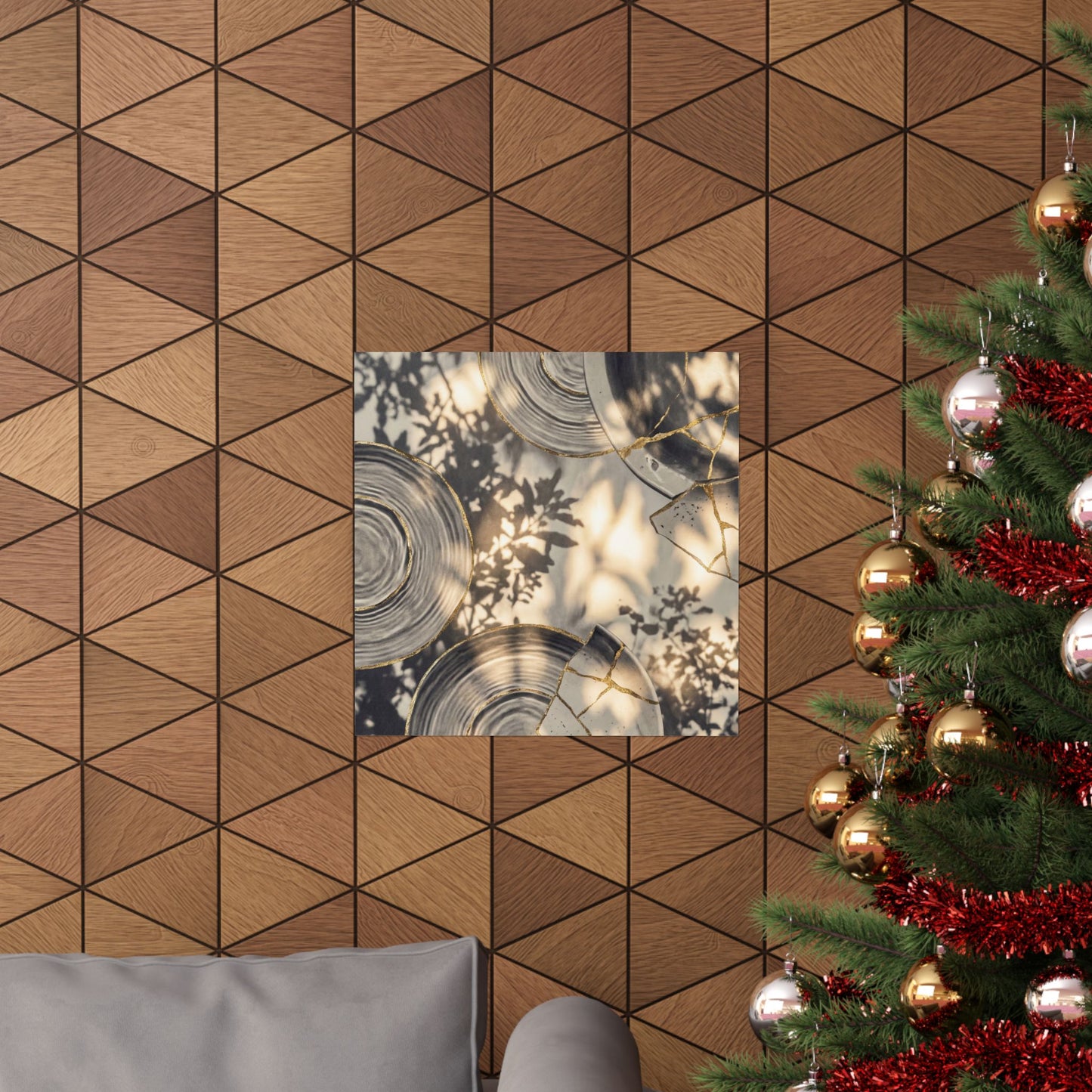 Water Ripple Wall Art Print | Summer Kintsugi Gold Vein Art