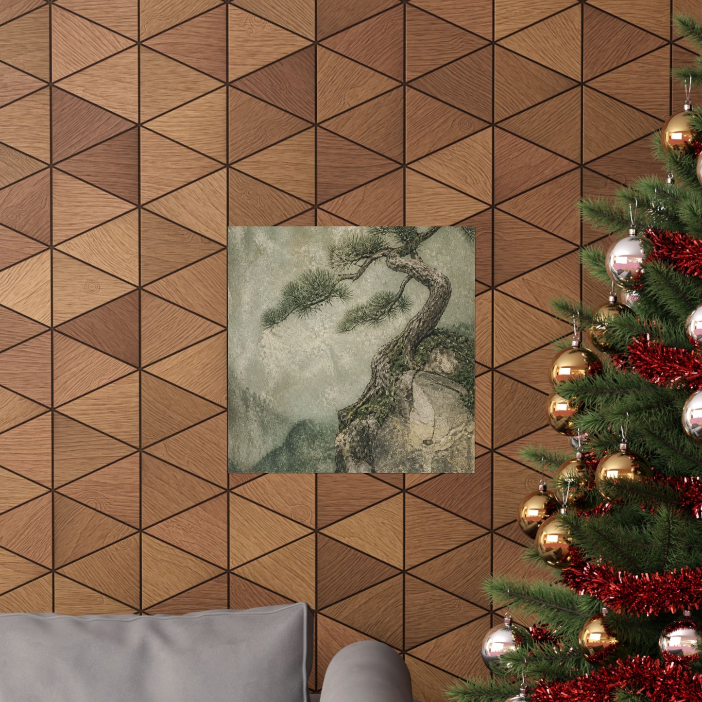 Japandi Pine Tree in Overcast | Texture Wall Art Print