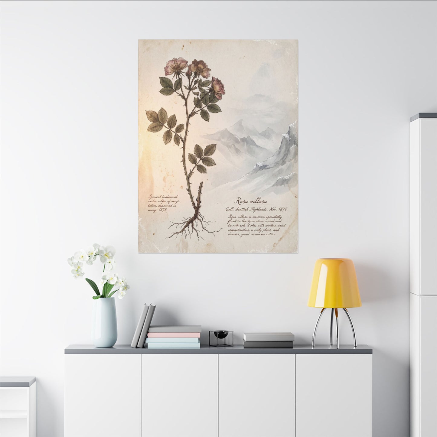 Winter Mountain Mist Herbarium Canvas Art | Earthy Decor