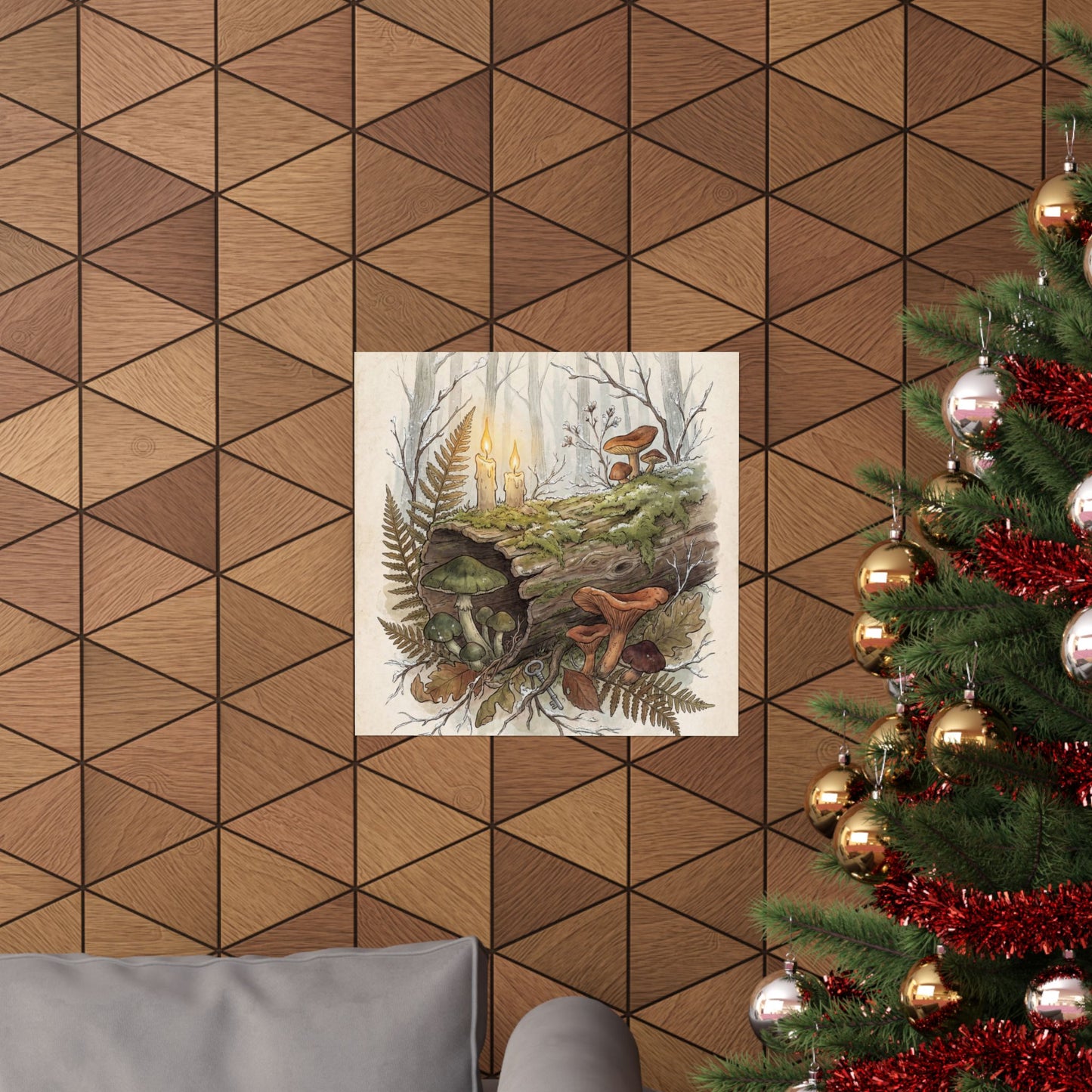Winter Wild Mushrooms Herbarium Wall Art Print | Rustic Decor