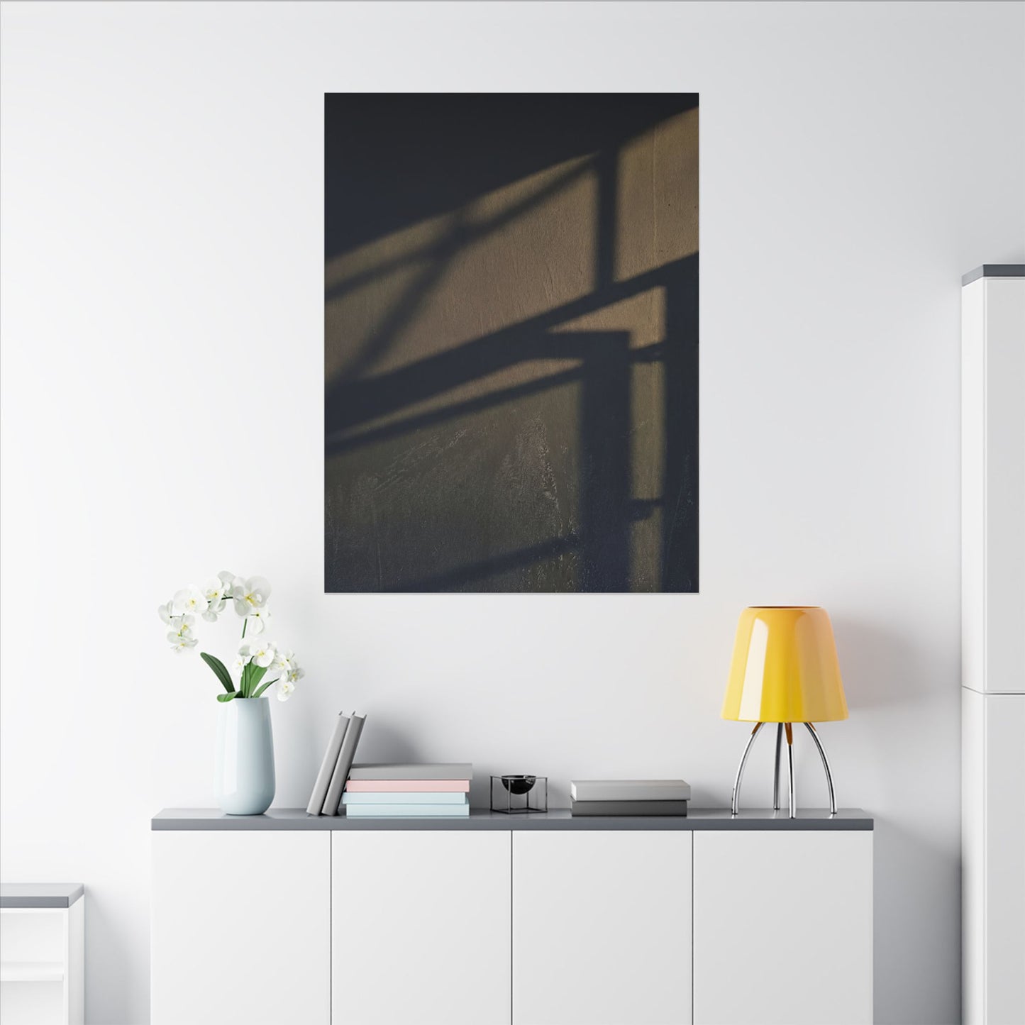 Sophisticated Shadow Play Canvas Art - Moody Minimal Dark Japandi