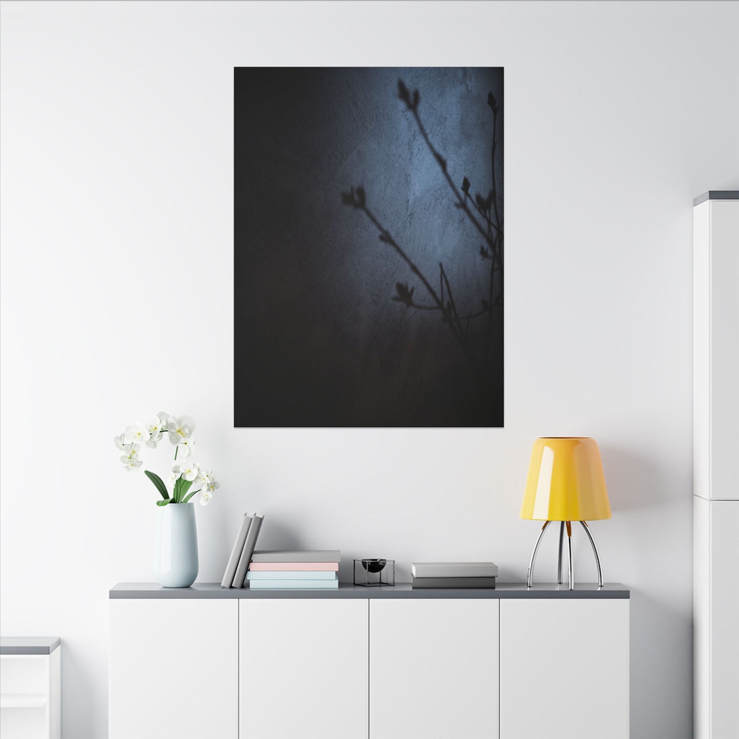 Shadow Play Canvas Art | Spring Dark Japandi Moody Minimal Art