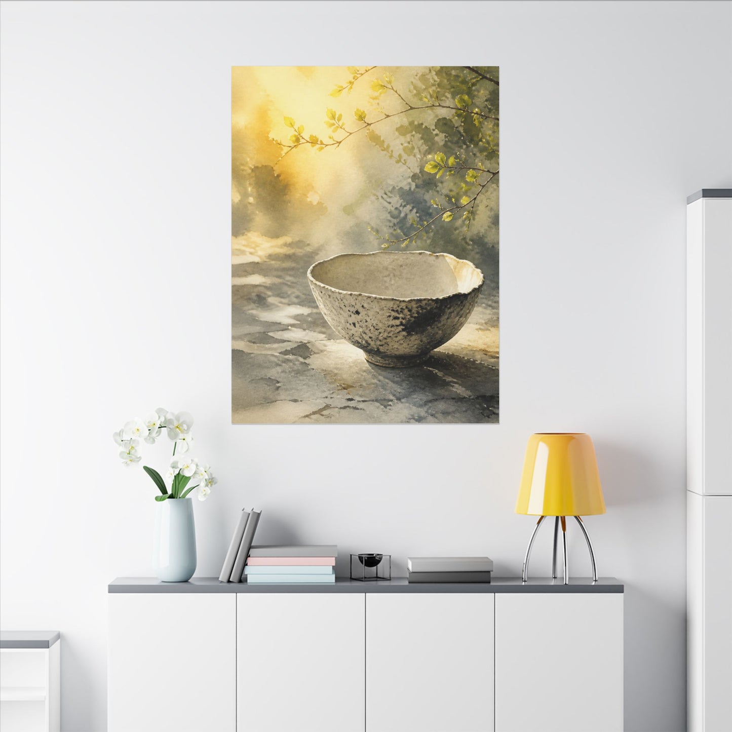 Cozy Ceramic Bowl Canvas Art - Watercolor Japandi
