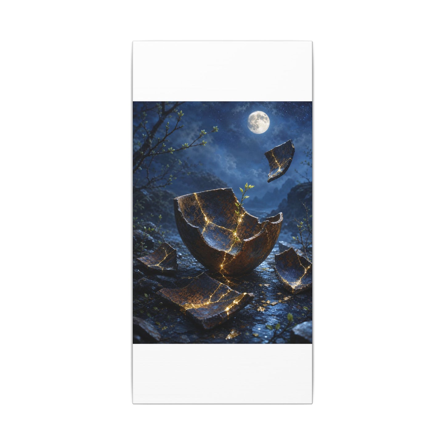Broken Pottery Spring Canvas Art | Kintsugi Artful Design