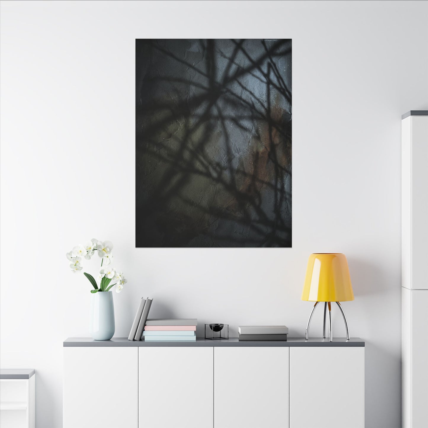 Shadow Play Dark Texture Canvas Art | Sophisticated Dark Japandi Art