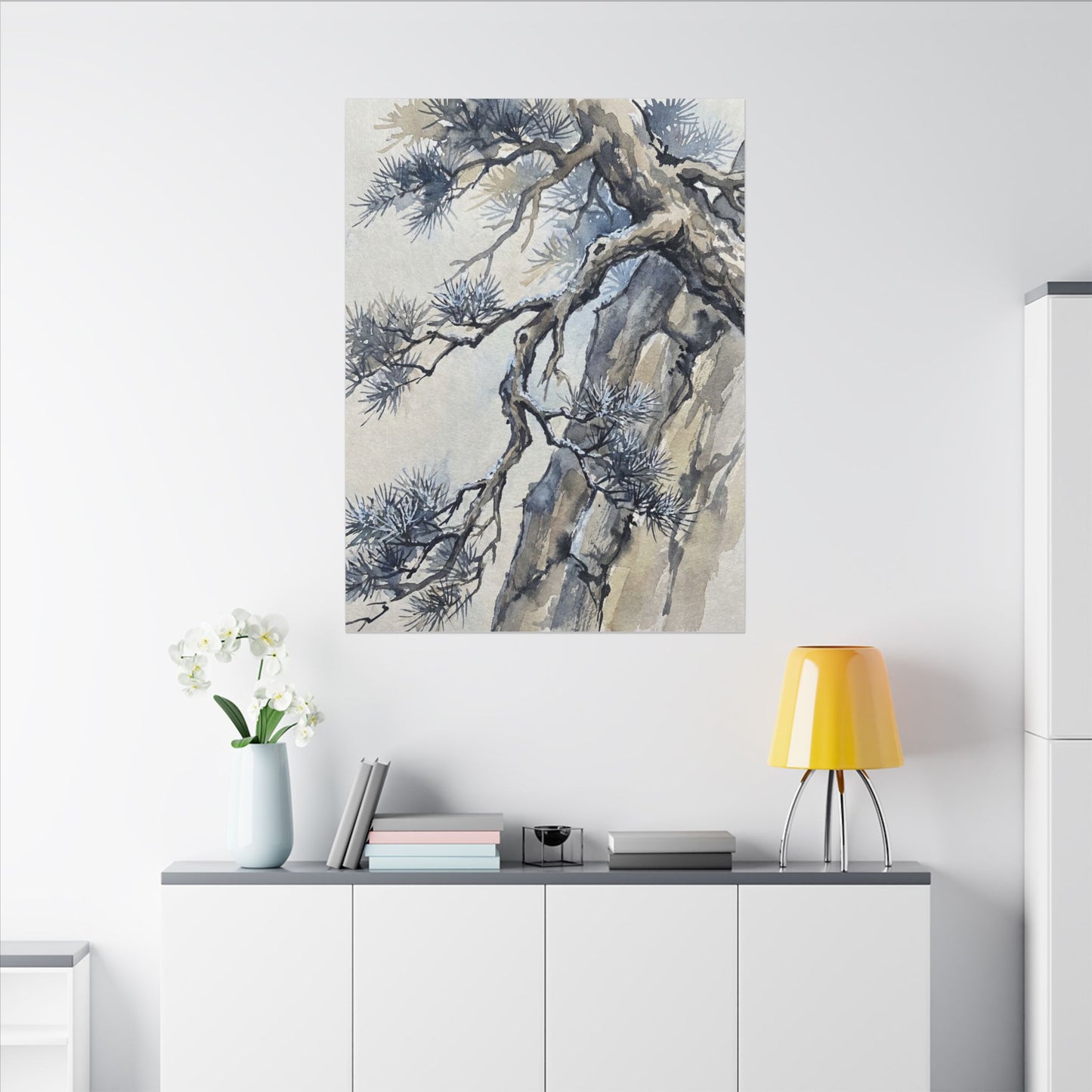 Moonlight Pine Tree Canvas Art - Japandi Seijaku