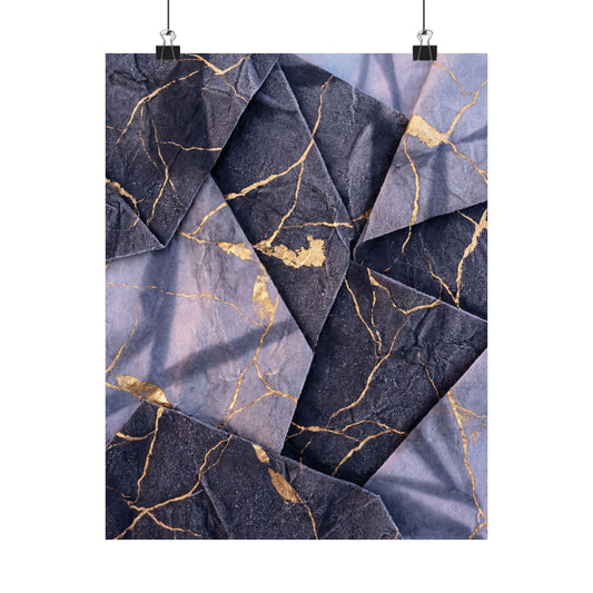 Artful Paper Fold Wall Art Print - Gold Vein Kintsugi Art Print