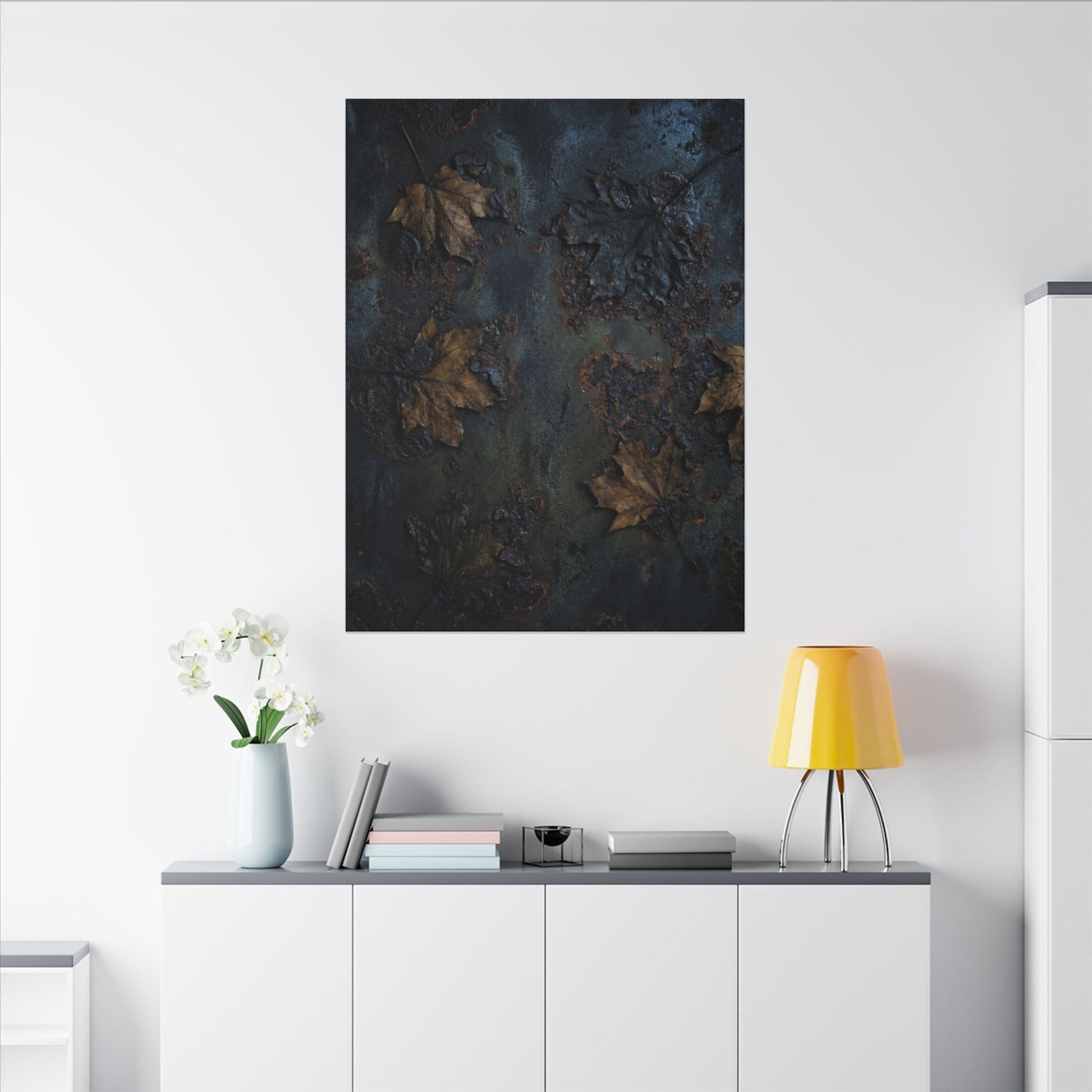 Shibui Rust Patina Canvas Art - Dark Japandi Charcoal Ink