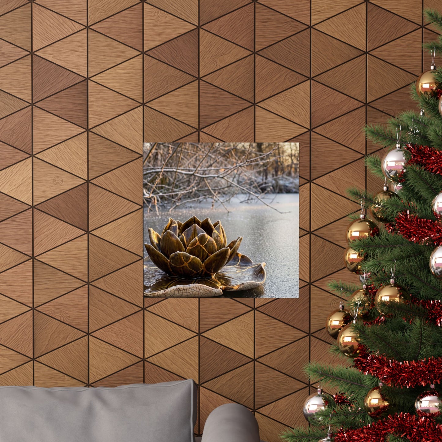 Lotus Flower Winter Wall Art Print | Kintsugi Beautiful Design