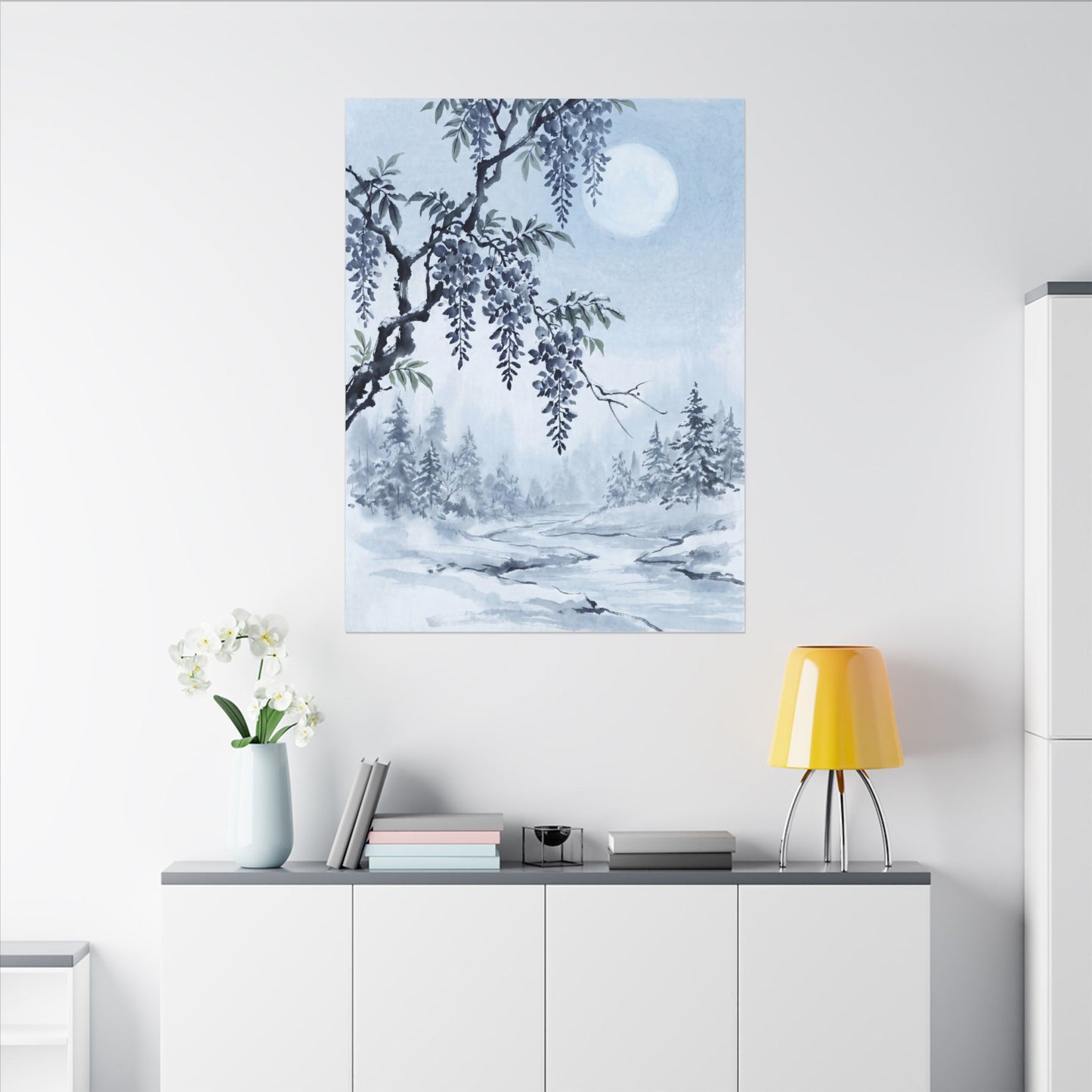 Seijaku Wisteria Canvas Art - Zen Sumi E