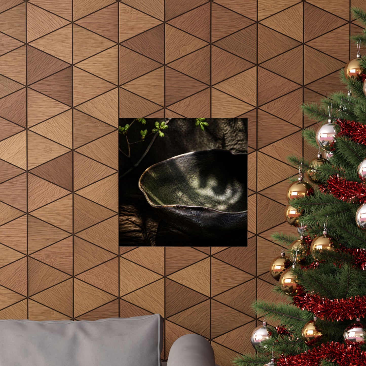 Dappled Ceramic Bowl Wall Art Print - Dark Japandi Fukinsei