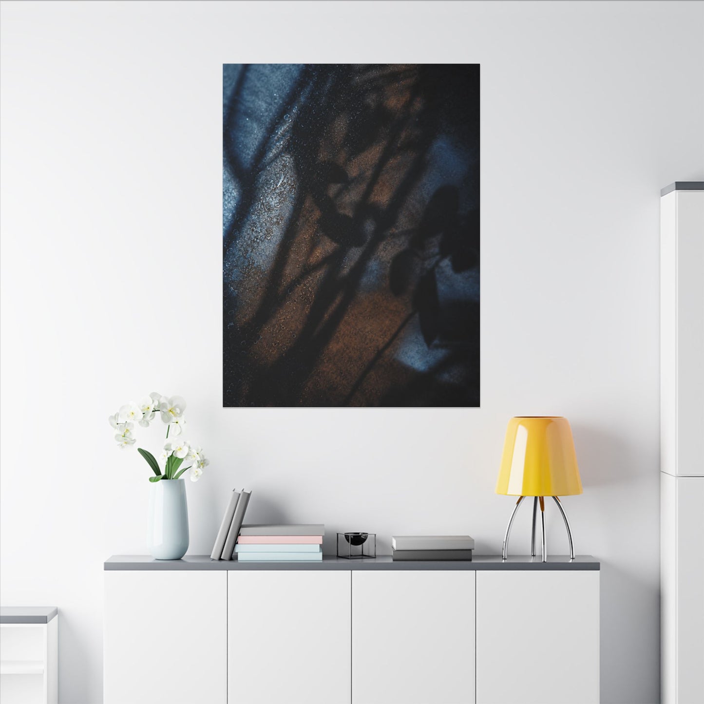 Moonlight Shadow Play Canvas Art - Dark Japandi Ma