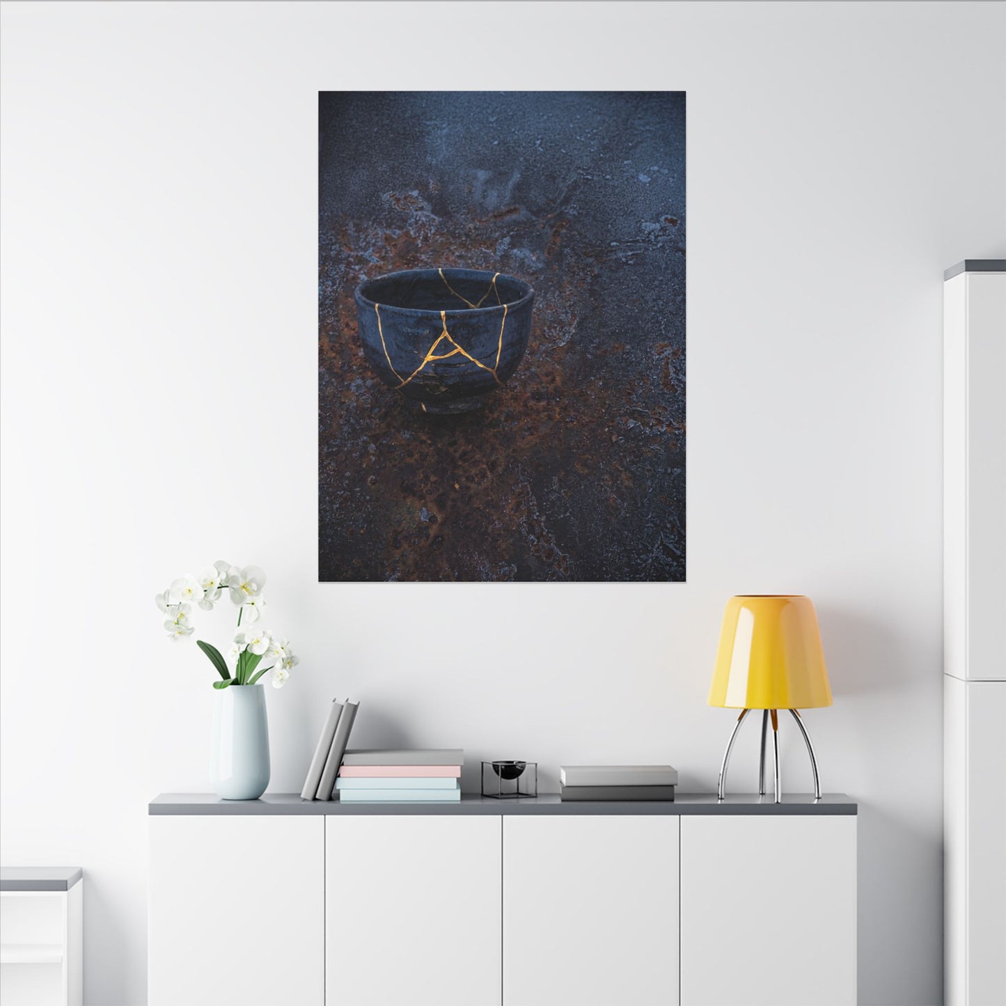 Rust Patina Winter Canvas Art | Kintsugi Healing Design