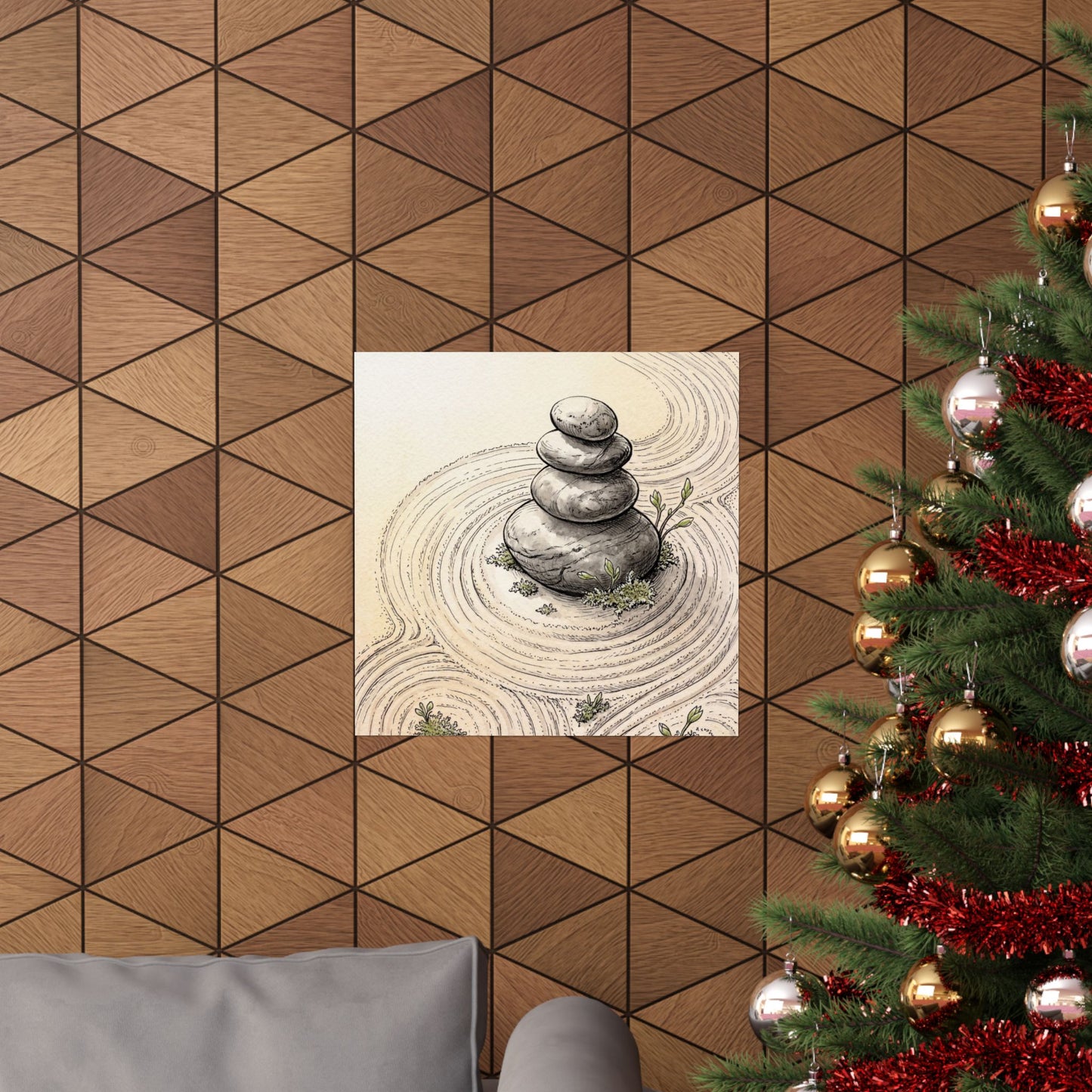 Ma River Stones Wall Art Print - Zen Karesansui