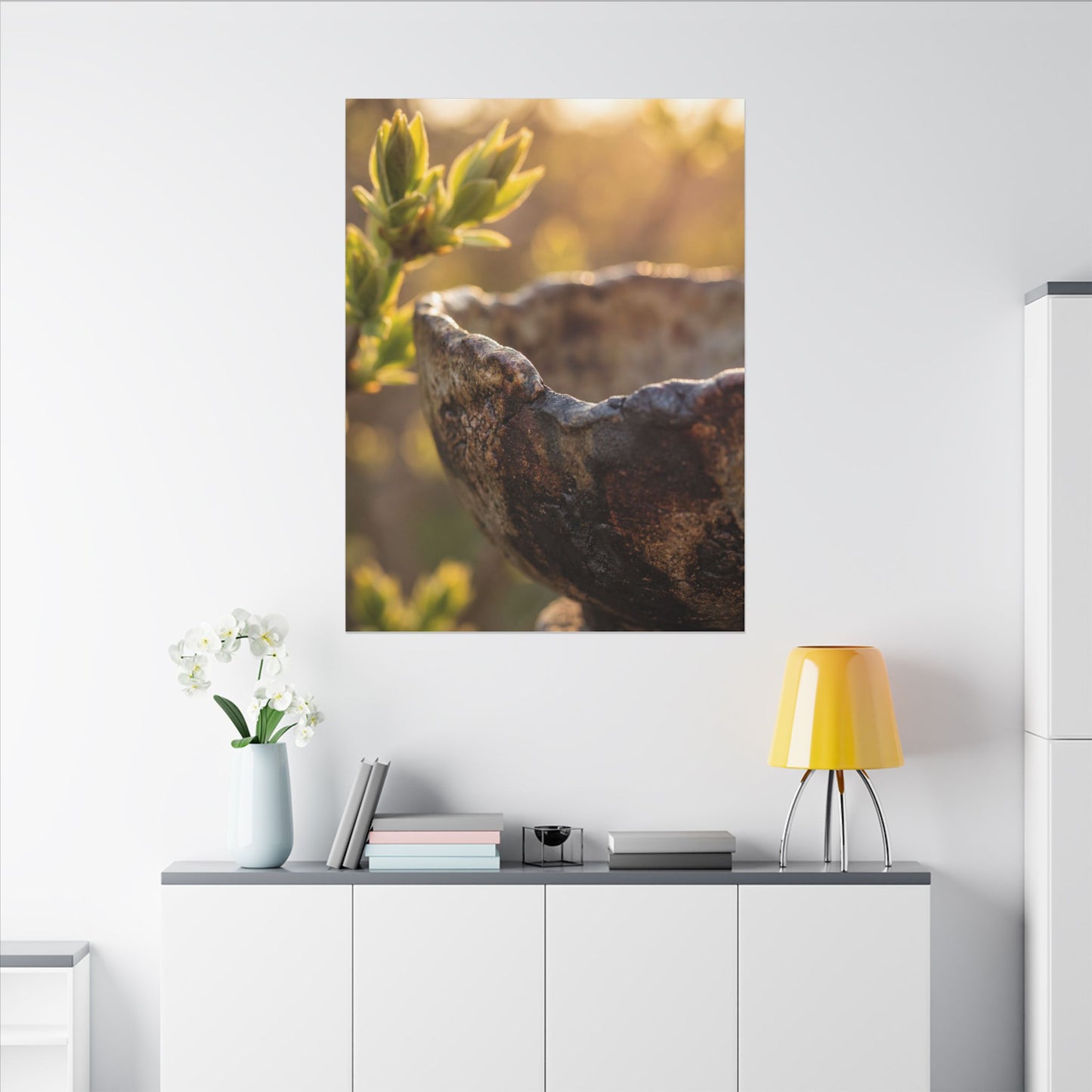 Golden Hour Ceramic Bowl Canvas Art - Dark Japandi Ma