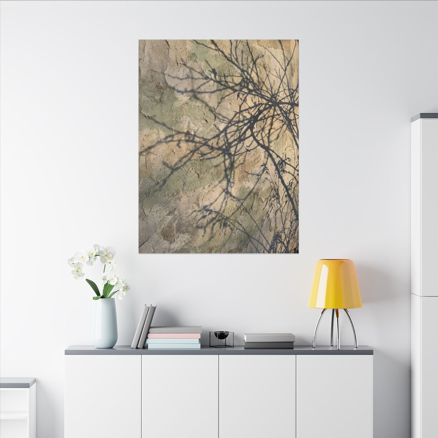 Japandi Shadow Play in Golden Hour | Texture Canvas Art