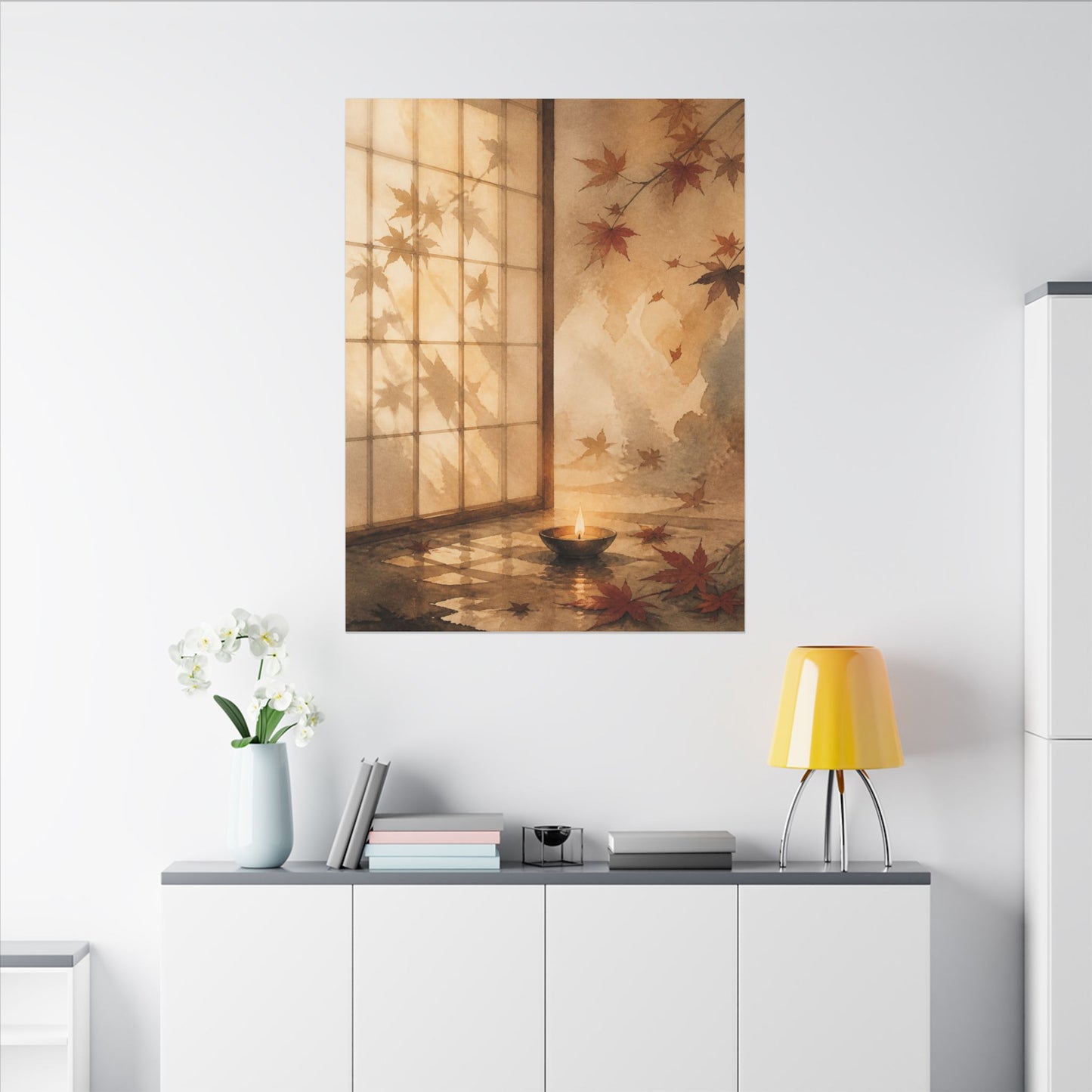 Candlelight Shoji Screen Canvas Art - Japandi Ma
