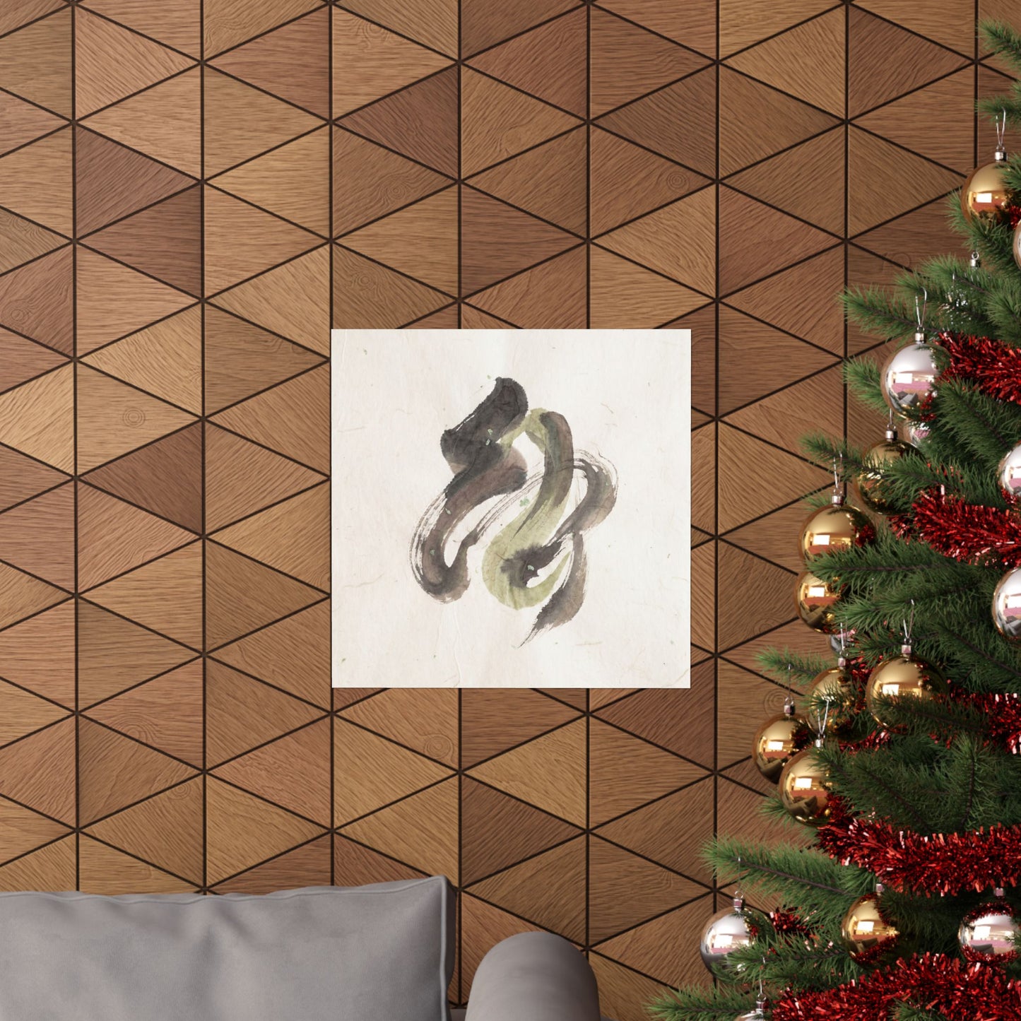 Cozy Ink Brushstroke Wall Art Print - Japanese Pattern Japandi