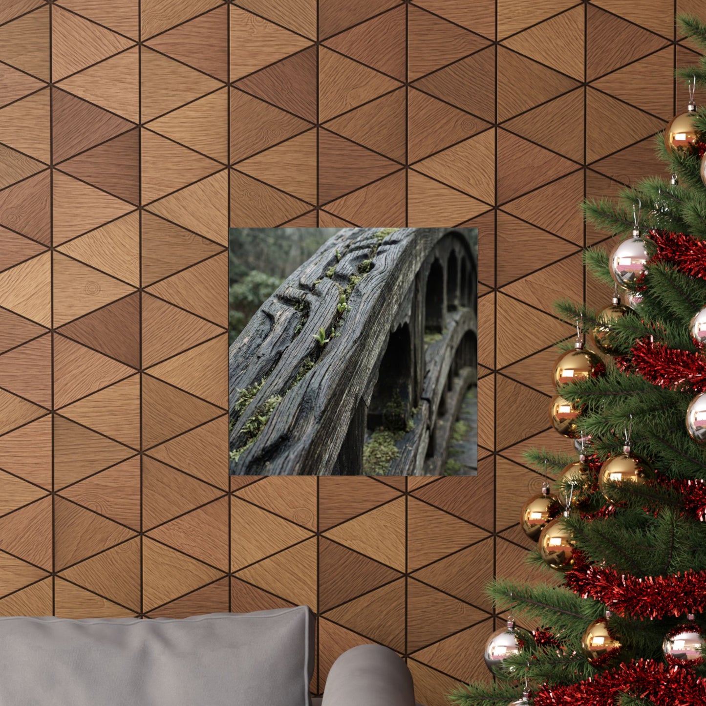 Kanso Wooden Bridge Wall Art Print - Japandi Japanese Pattern