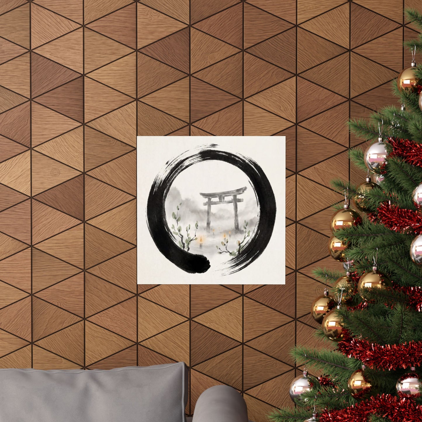 Spring Torii Gate Enso Wall Art Print | Calm Decor