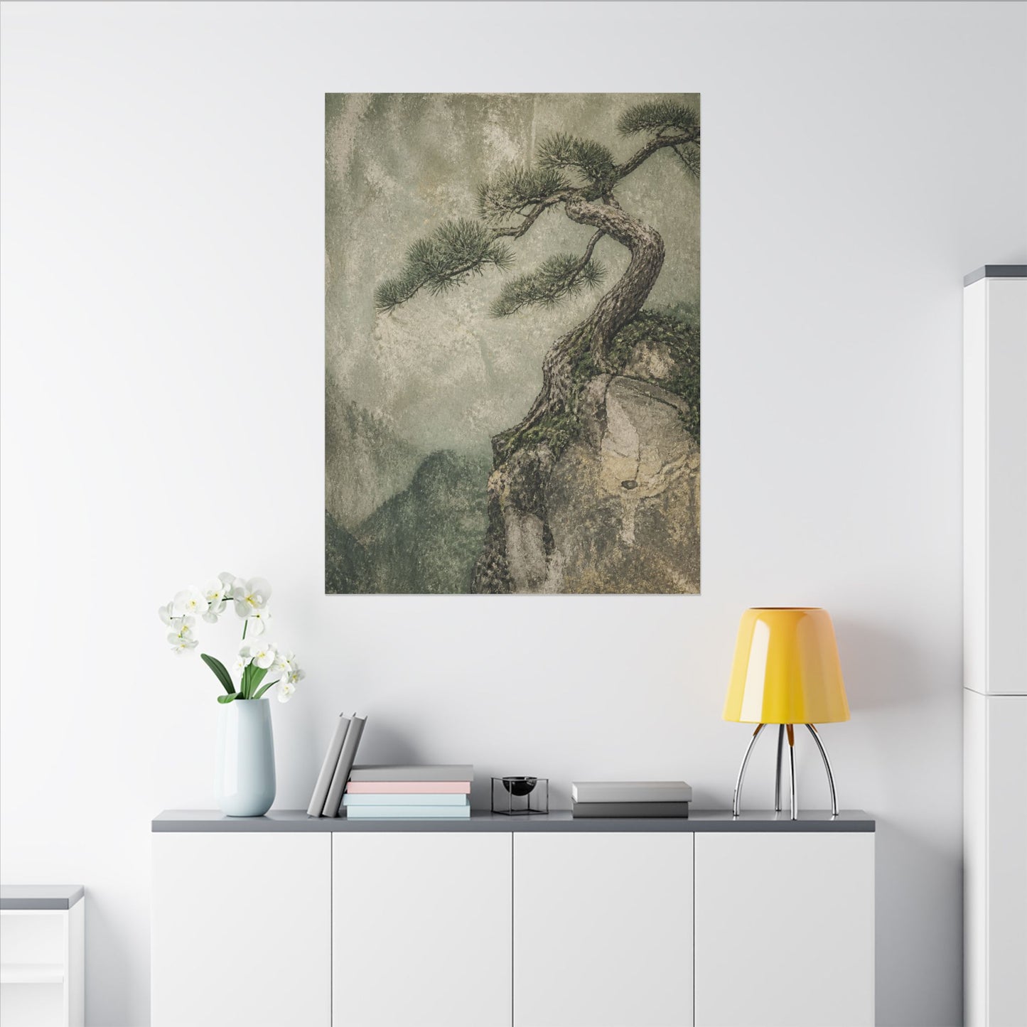 Fukinsei Pine Tree Canvas Art - Japandi Texture