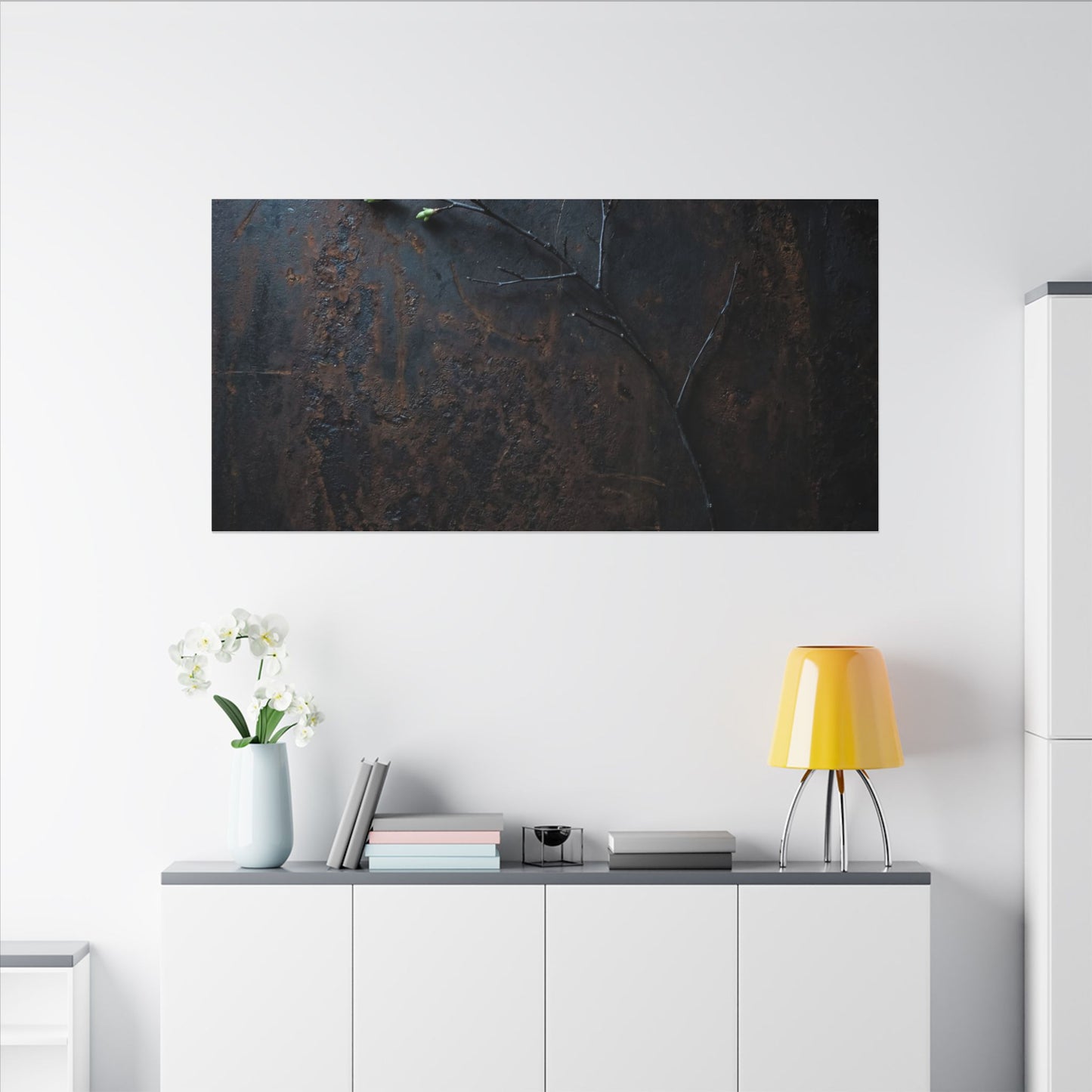 Moody Rust Patina Canvas Art - Moody Minimal Dark Japandi