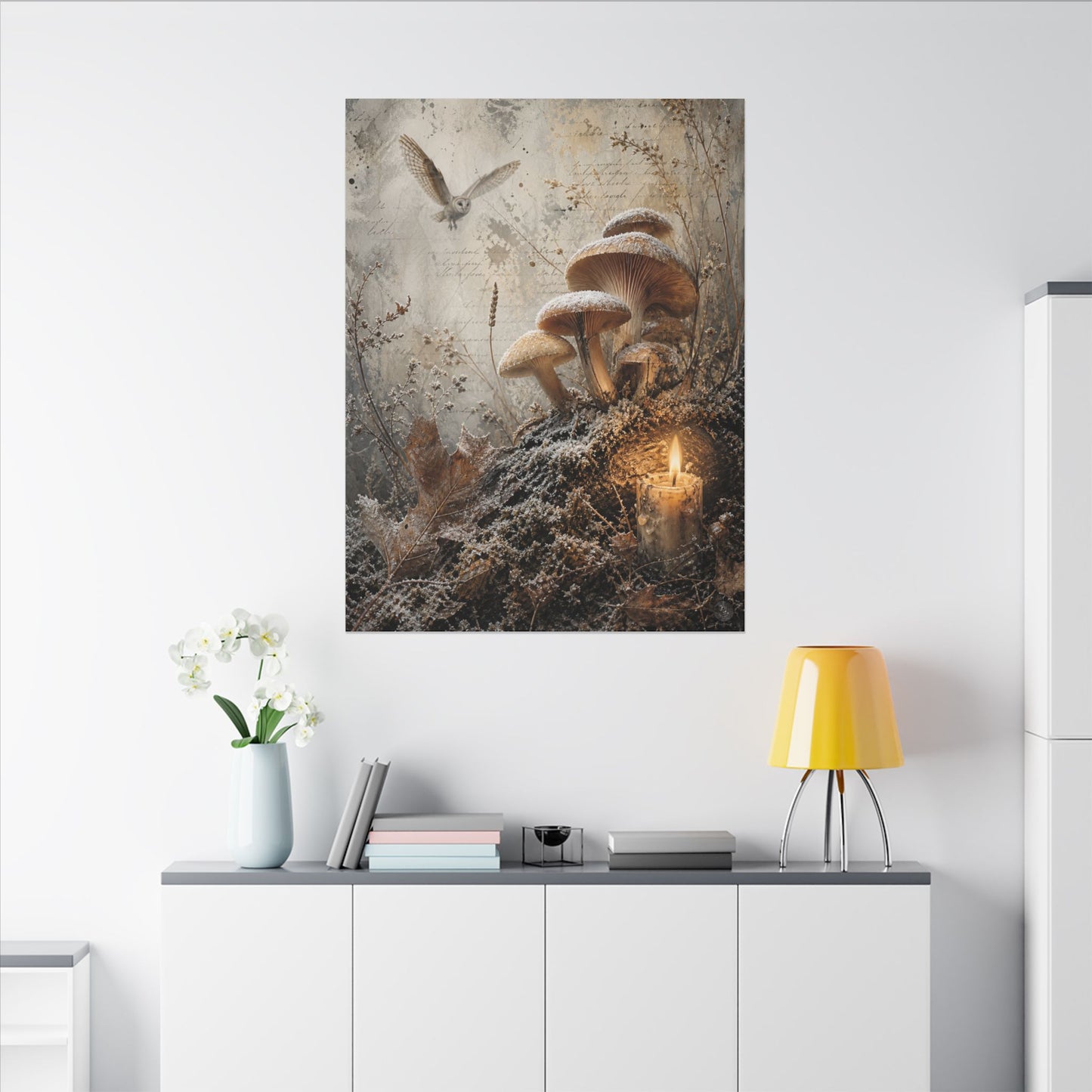 Wild Mushrooms Texture Canvas Art | Elegant Japandi Art