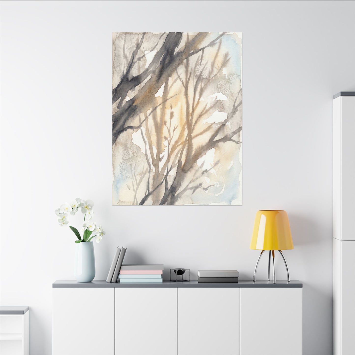 Ma Shadow Play Canvas Art - Japandi Watercolor