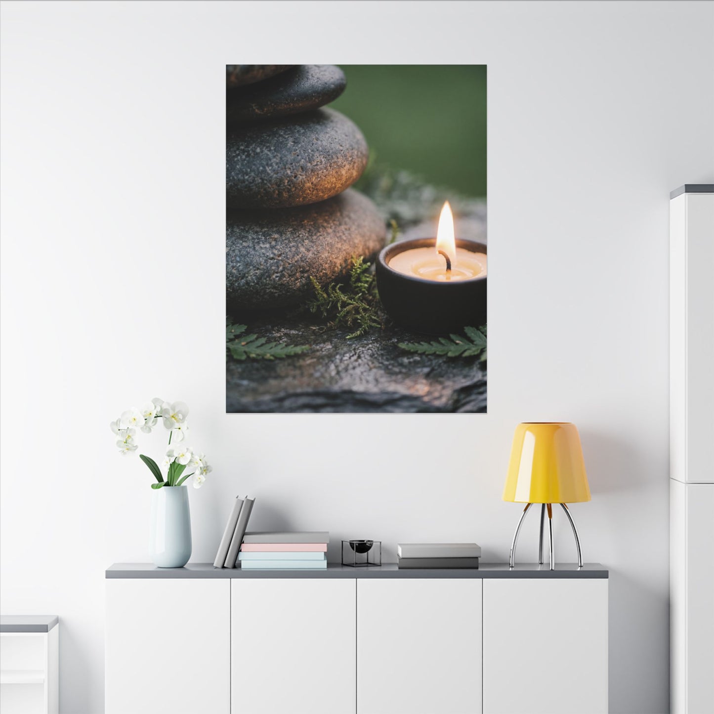 Warm River Stones Canvas Art - Japanese Pattern Japandi