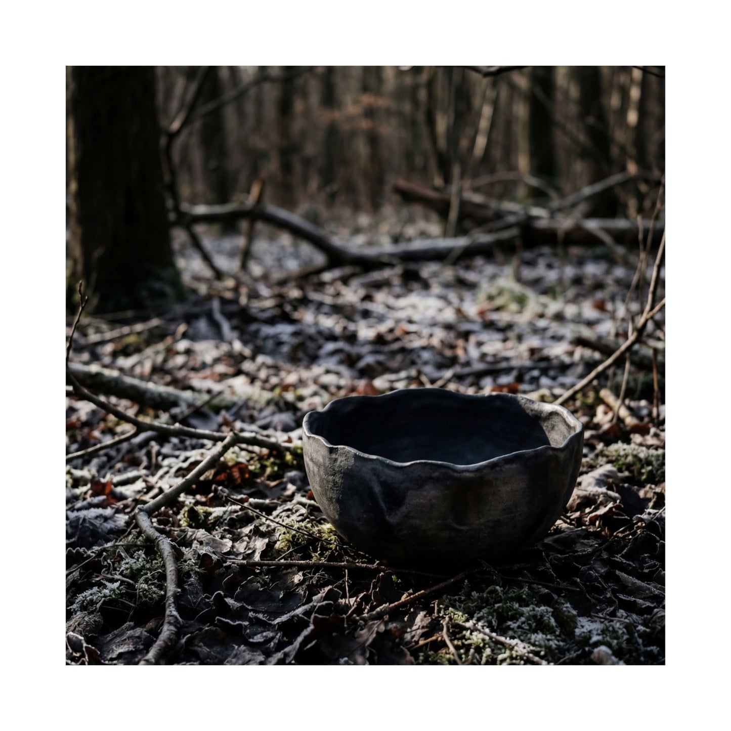Atmospheric Ceramic Bowl Wall Art Print - Shadow Zen Dark Japandi Art Print