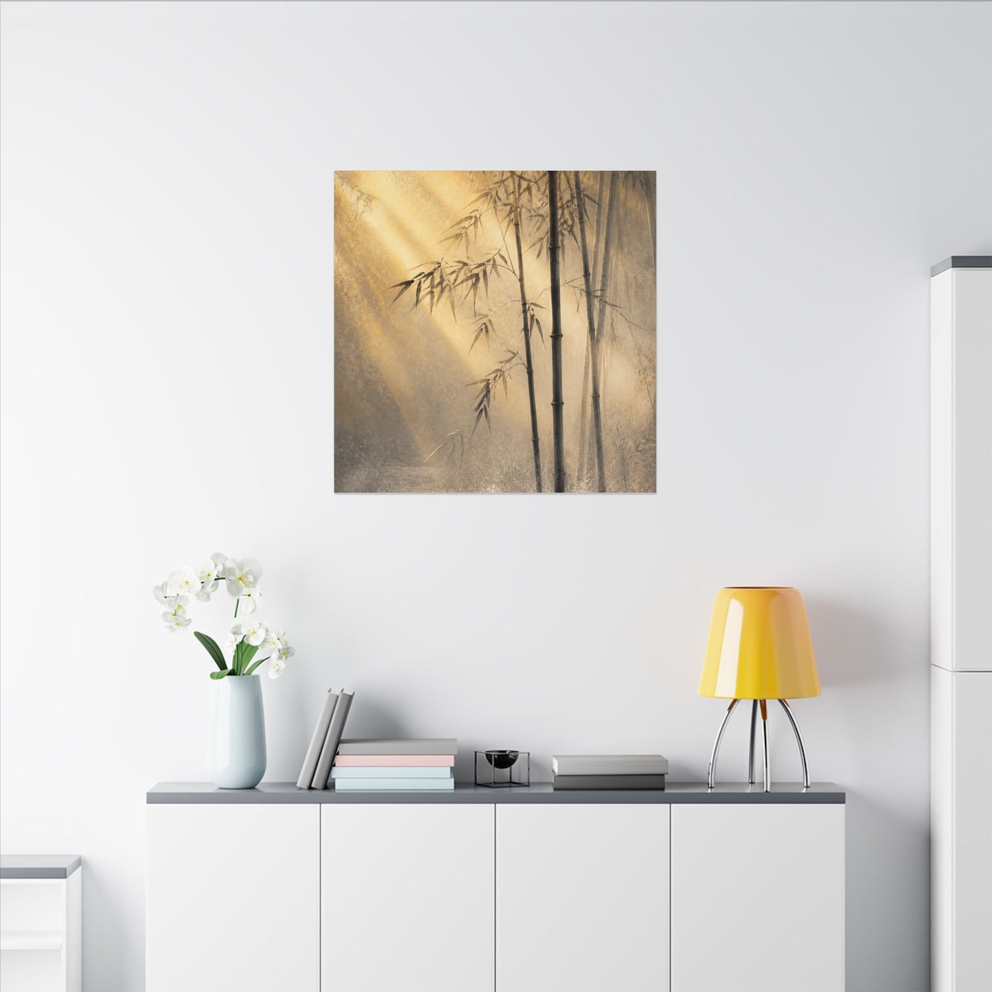 Warm Bamboo Grove Canvas Art - Texture Japandi