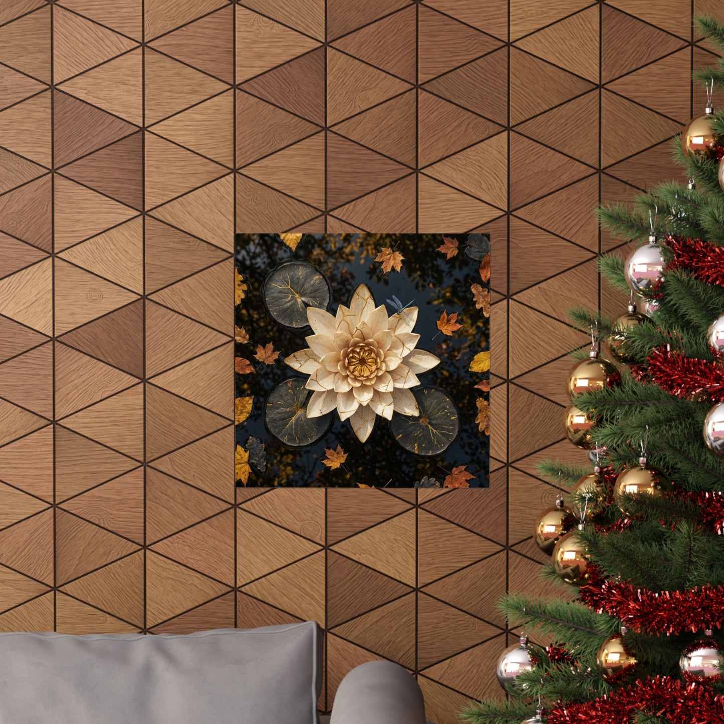 Lotus Flower Gold Repair Wall Art Print | Artful Kintsugi Art