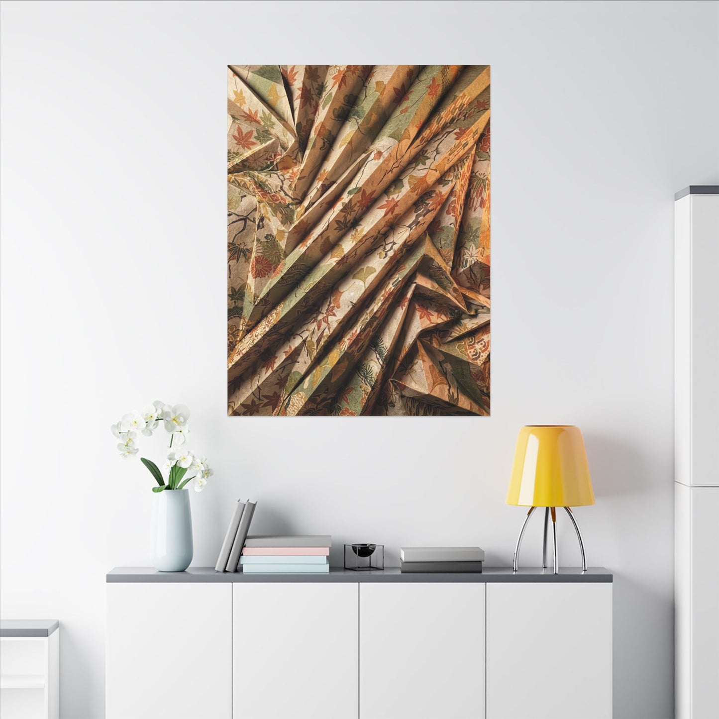 Paper Fold Autumn Canvas Art | Japandi Earthy Design